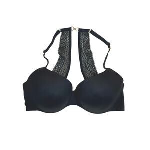Victoria’s Secret Incredible Lined Demi Bra Black 34C Lace T Back